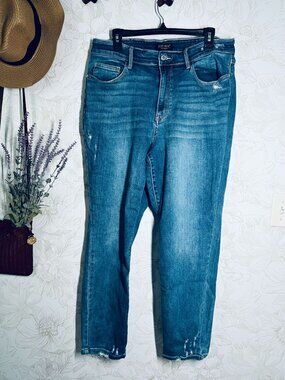 Judy Blue Womens Slim Fit Distressed Jeans Size 16W Medium Wash Cotton Blend